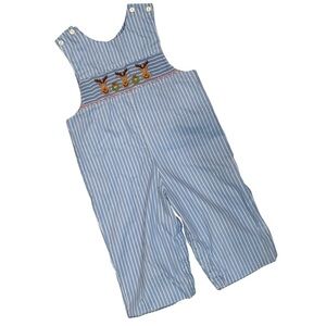 Petite Palace Smocked Holiday Reindeer Christmas Long Jon Jon Romper